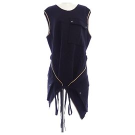 Top Dries Van Noten Negro Azul marino