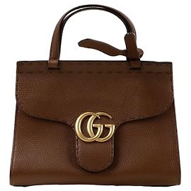 Gucci GG Marmont Mini Top Handle Tote Shoulder Bag Brown