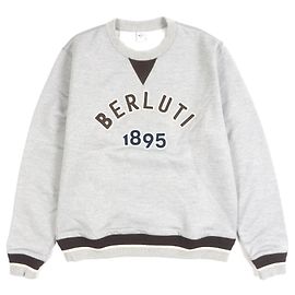 Autre Marque Pull en coton avec logo de l'université Berluti Marron Gris