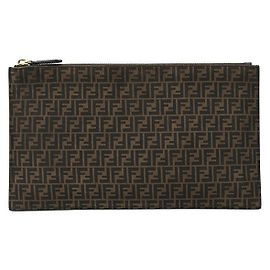 Clutch in pelle Fendi Zucca Marrone