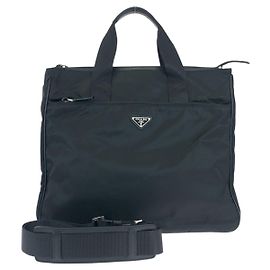 Borsa 2 in 1 in pelle nylon Saffiano di Prada Nero
