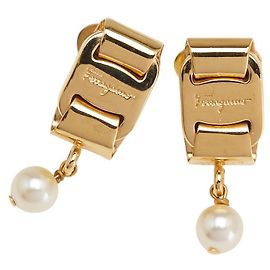 Orecchini Vara in Perla Salvatore Ferragamo D'oro