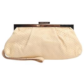 Giorgio Armani Clutch de réptil creme vintage Cru