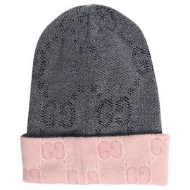 Gucci Gorro de malha reversível cinza e rosa Cinza