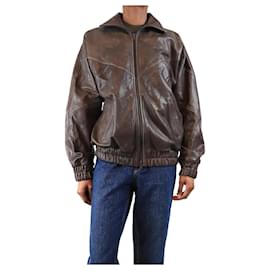 Acne Braune oversized Lammlederjacke - Größe UK 4 Braun