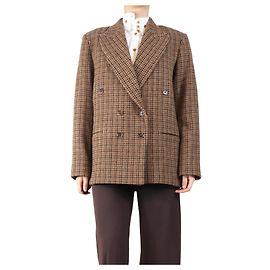 Autre Marque Brown checked double breasted blazer - One size Brown