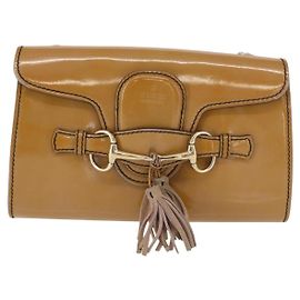 Gucci Emily Chain Flap Patent Small Beige