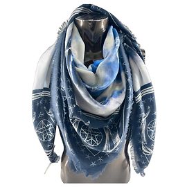 Bufanda 100% Cachemira Burberry – Estampado de Sirena y Mitos del Mar Multicolor