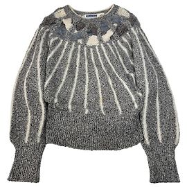 Autre Marque Vintage Mariea Kim Rundhals Pullover Grau/Weiß/Schwarz M Mehrfarben