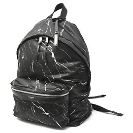 Mochila de diseño de mármol Saint Laurent Negro Blanco