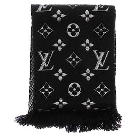 Louis Vuitton Cachecol de lã preto e prateado Preto