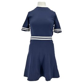 Vestido Sandro azul marinho e branco com mangas curtas S Azul marinho