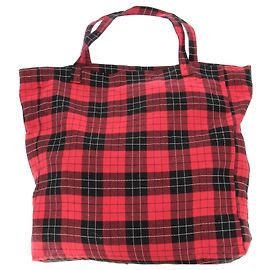 Borsa Tote Balenciaga Tartan Rossa e Nera in Cotone Rosso