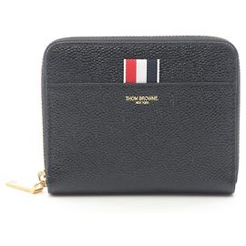 THOM BROWNE Leather Zip Wallet Black