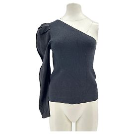 Top assimétrico preto de viscose Ba&Sh Preto