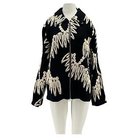 Autre Marque Giacca KROST nera in cotone con ricamo bianco Nero