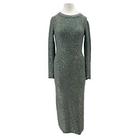 Altuzarra Robe longue bleue à sequins en laine Bleu