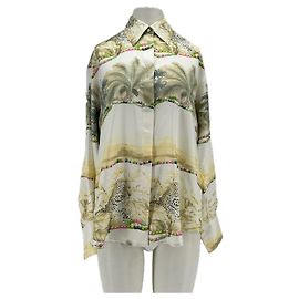Camicia in seta stampata bianca DMN Bianco