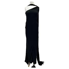 Autre Marque Schwarzes Maxikleid mit Schal Schwarz