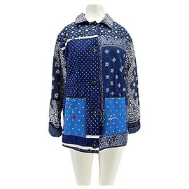 Autre Marque Veste patchwork en coton bleu marine Bleu Marine