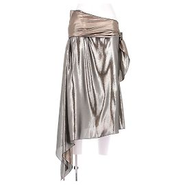 Saia midi de lamé de seda prateada Givenchy Prata