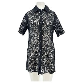 Staud Camicia nera ricamata a maniche corte Nero