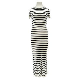 Abito maxi a righe bianco e blu navy Paco Rabanne Bianco