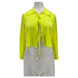 Maryam Nassir Zadeh Yellow Silk Tie Front Top Yellow