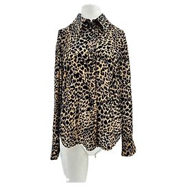 Autre Marque Camisa de seda de leopardo Bege