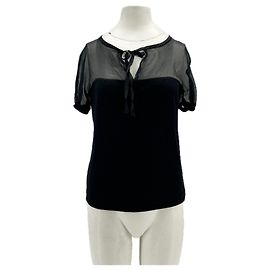Philosophy Di Alberta Ferretti Schwarzer Wollpullover mit kurzen Ärmeln Schwarz