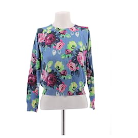 Pull Carven en coton bleu à fleurs Bleu