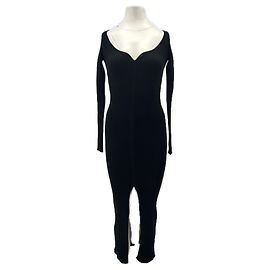 Courreges Langes Samtkleid in Schwarz Schwarz