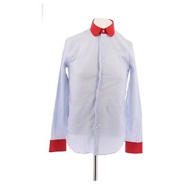 Gucci Camicia blu a righe rosse Blu