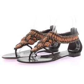 Giuseppe Zanotti Sandálias marrons com pedras e strass Marrom