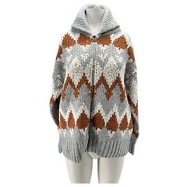 Autre Marque Suéter con cremallera gris y marrón Gris