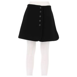 Alaïa Black Wool Button Short Skirt Black