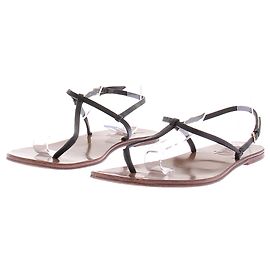 Sandali piatti Saint Laurent in pelle nera Nero