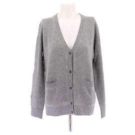 Prada Grauer Cashmere-Cardigan mit Strass Grau