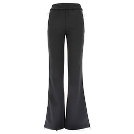 Off White Black Flared Pants with White Side Stripes Black