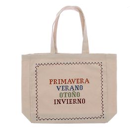 Bolsa tote SéZane x Lucia Vergara bege de algodão Bege