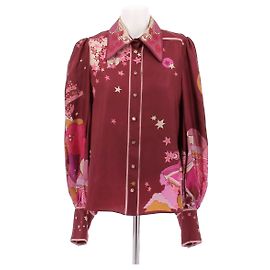 Camisa de seda estampada burdeos Zimmermann Burdeos