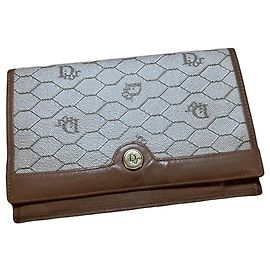 Dior Monogram Brown Leather and Beige Canvas Wallet Brown Beige