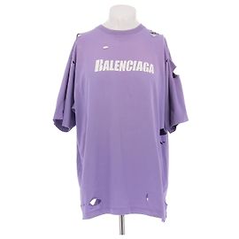 Camiseta Balenciaga com Logo Roxa de Algodão Roxo