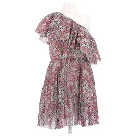 Robe courte plissée à imprimé floral rouge Giambattista Valli X H&M Rouge
