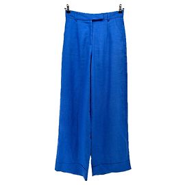 Autre Marque PIU Blue Linen Pants Blue