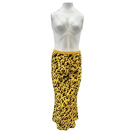Saia de cetim de seda marmorizada Anine Bing Amarela XS Amarelo
