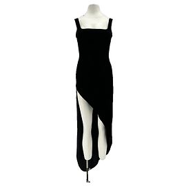 Autre Marque NDS Asymmetrisches schwarzes Samtkleid mit Trägern Schwarz