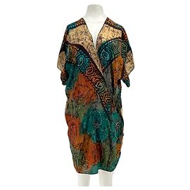 Autre Marque Vestido kimono de seda colorido Multicolor