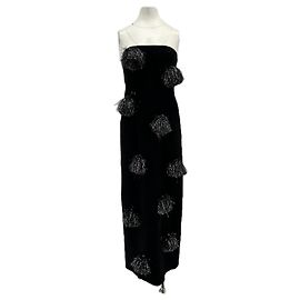 Lela Rose Robe en laine avec pompons Noir