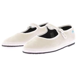 Pierre Balmain Ballerines en velours blanches Blanc